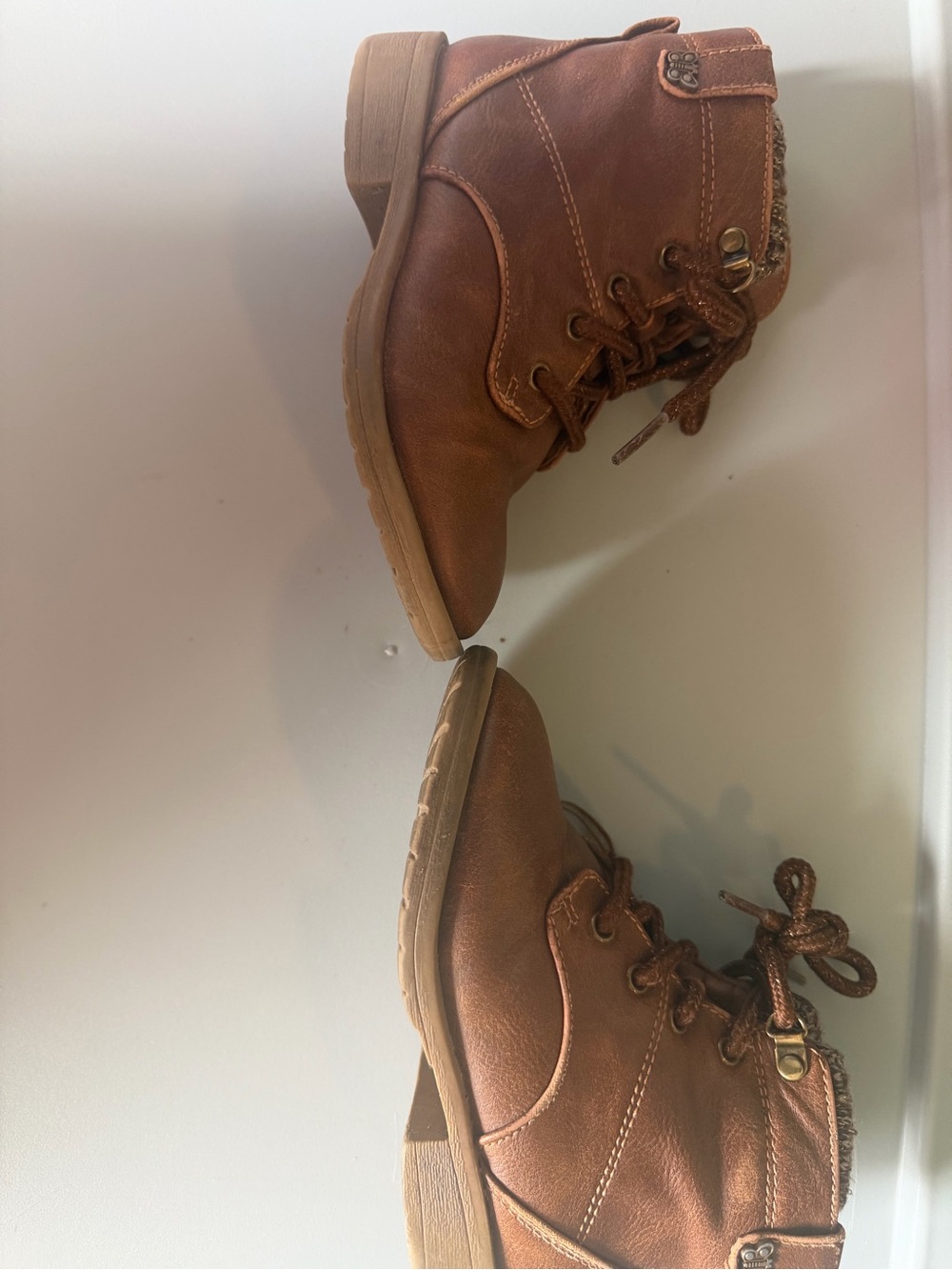 wonder nation Brown Lace-Up Kids Ankle Boots